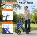 Carbon Ultralight Rollator for Tall Seniors - Blue