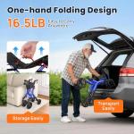 Carbon Ultralight Rollator for Tall Seniors - Blue