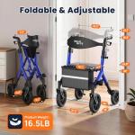 Carbon Ultralight Rollator for Tall Seniors - Blue