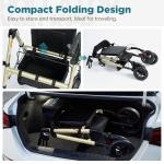 ELENKER All-Terrain Rollator Walker with 10” Non-Pneumatic Wheels, Sponge Padded Seat and Backrest, Fully Adjustment Frame for Seniors, Champagne