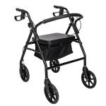 Black Heavy Duty Rolling Rollator Folding Walker Wide Seat With 4 Wheels