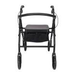 Black Heavy Duty Rolling Rollator Folding Walker Wide Seat With 4 Wheels