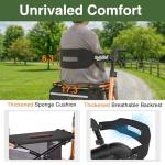 Walkers for Seniors, Rollator Walker with Seat, 12" Big Rubber Wheels All Terrain Rolling Walker with Backrest, Foldable Rollator Walker, Reinforced Aluminum Frame, Built-in Cable, Orange