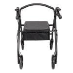 Black Heavy Duty Rolling Rollator Folding Walker Wide Seat With 4 Wheels