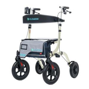 ELENKER ALL-TERRAIN ROLLATOR WALKER WITH SEAT OUTDOOR ROLLING WALKER - CHAMPAGNE