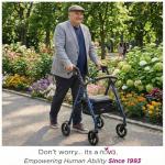 NOVA Medical Products Star DX Heavy Duty Bariatric Rollator Walker with Extra Wide Padded Seat, Blue