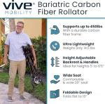 Vive Ultralight Rollator Walker with Seat – Carbon Fiber Frame for Seniors – Folding Mobility Aid with Brakes, Armrest & Storage Bag – Height Adjustable, Compact, Durable, 450 lb Capacity