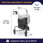 Flame Red 3-Wheel Medical Rollator