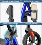 HOMLAND Walkers for Seniors with Seat, Foldable Rollator Walker, Reinforced Aluminum Frame, 8" Big Rubber Wheels for All Terrain, Height Adjustable Lightweight Rolling Walker