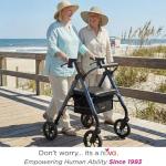 NOVA Star Heavy Duty Bariatric Rollator Walker with Extra Wide Padded Seat, 8" Wheels, Fold Lock Feature, Rolling Walker with Adjustable Seat Height & 450 lbs. Weight Capacity, Blue/Standard