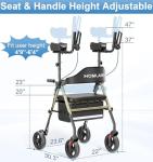 HOMLAND Lightweight Rollator Walker with Adjustable Arms