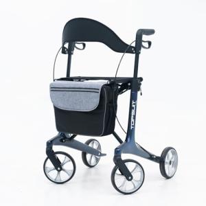 Carbon Fiber Ultralight Rollator Walker for Seniors with Seat & Brakes, Foldable ，7-Level Height ，8" Wheels, 11.5lbs Lightweight Mobility Aid, 330lbs Heavy-Duty Capacity, Adjustable Height (Blue)
