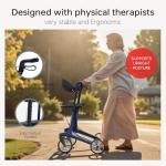 Carbon Fiber Ultralight Rollator Walker for Seniors with Seat & Brakes, Foldable ，7-Level Height ，8" Wheels, 11.5lbs Lightweight Mobility Aid, 330lbs Heavy-Duty Capacity, Adjustable Height (Blue)