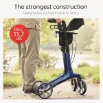 Carbon Fiber Ultralight Rollator Walker for Seniors with Seat & Brakes, Foldable ，7-Level Height ，8" Wheels, 11.5lbs Lightweight Mobility Aid, 330lbs Heavy-Duty Capacity, Adjustable Height (Blue)