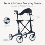Carbon Fiber Ultralight Rollator Walker for Seniors with Seat & Brakes, Foldable ，7-Level Height ，8" Wheels, 11.5lbs Lightweight Mobility Aid, 330lbs Heavy-Duty Capacity, Adjustable Height (Blue)