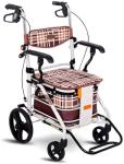 Foldable Rollator Walker Shopping Cart with Seat, Carbon Steel Portable Trolley for Seniors, Large Capacity, Lightweight, Adjustable, 120kg Load Bearing