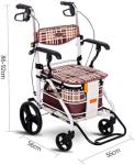 Foldable Rollator Walker Shopping Cart with Seat, Carbon Steel Portable Trolley for Seniors, Large Capacity, Lightweight, Adjustable, 120kg Load Bearing