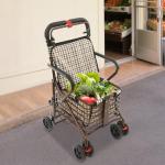 banborba Foldable Rollator Walkers for Seniors with Seat, Folding Shopping Trolley on Wheels, Shopping Utility Cart, Walking Aids for The Elderly, Carbon Steel Frame - 330 lbs Weight Capacity