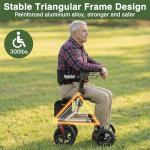 RollisRoll Walkers for Seniors with Seat, Foldable Rollator Walker, Reinforced Aluminum Frame, 10" Big Rubber Wheels for All Terrain, Built-in Cable, Lightweight Rolling Walker, Golden