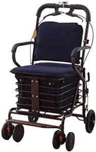 ZOCWJK Rollator Walker Shopping Trolley Carbon Steel Folding Aged Two Hand Brake Design Large Capacity Pedal Alarm Six Wheeled Grocery Cart Walker(Blue