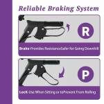 Matinal Foldable Rollator Walkers with Seat for Seniors, 350 lb Capacity, 8'' Big Wheels, 6-Position Height, Premium Hybrid Rolling Walker - Aluminum and Carbon Steel (Purple)