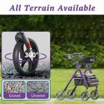 Matinal Foldable Rollator Walkers with Seat for Seniors, 350 lb Capacity, 8'' Big Wheels, 6-Position Height, Premium Hybrid Rolling Walker - Aluminum and Carbon Steel (Purple)
