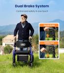 VOCIC Walkers for Seniors, Z55 2 in 1 Walker Wheelchair Combo, No-Bend Footrest, Rollator with 10" All Terrain Big Wheels, Transport Wheelchair Foldable, Rollator with Seat & Brakes, Storage Bag