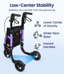 VOCIC 3 Wheel Walkers for Seniors, Z25 Foldable Rollator with 8" All Terrain Tires, Cane Holder & Cup Holder, Lightweight Three Wheel Rolling Walker Height Adjustable, Supports 300 lbs