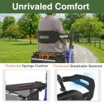 RollisRoll Walkers for Seniors with Seat, Foldable Rollator Walker, Reinforced Aluminum Frame, 10" Big Rubber Wheels for All Terrain, Built-in Cable, Lightweight Rolling Walker, Blue