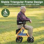 RollisRoll Walkers for Seniors with Seat, Foldable Rollator Walker, Reinforced Aluminum Frame, 10" Big Rubber Wheels for All Terrain, Built-in Cable, Lightweight Rolling Walker, Blue