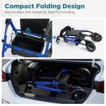 ELENKER All-Terrain Rollator Walker with 10” Non-Pneumatic Wheels, Sponge Padded Seat and Backrest, Fully Adjustment Frame for Seniors, Blue