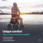 Helavo All Terrain Walker Rollator with 12” Pneumatic Tires – Foldable Outdoor Walkers for Seniors with Seat, Lightweight & Adjustable Height, Shock-Absorbing for Comfort on Any Surface