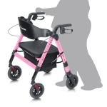 FlyingJoy Foldable Rollator Walkers for Seniors with Seat, 450Lbs All-Terrain Walker,22" Extra-Wide Ergonomic Breathable Seat,Heavy-Duty Rolling Walker with Adjustable Brake,Backrest,Height 33"-41.5"