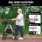 FlyingJoy Foldable Rollator Walkers for Seniors with Seat, 450Lbs All-Terrain Walker,22" Extra-Wide Ergonomic Breathable Seat,Heavy-Duty Rolling Walker with Adjustable Brake,Backrest,Height 33"-41.5"