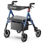 Heavy Duty Rollator Walker 500Lb W/ Seat Foldable 8” Wheels Lightweight