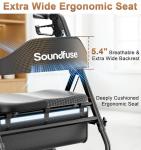 SOUNDFUSE Bariatric Walker for Seniors with Extra Wide Seat, 500lb Heavy Duty Rollator Walker, Handle & Seat Height Adjustable, Foldable Rolling Walkers with 8" All-Terrain Wheels