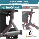 MAXWALK Walkers for Seniors, Rollator Walker with Seat, 8" Rubber Wheels All Terrain Rollator Walker with Backrest, Aluminum Walkers Built-in Cable, Foldable and Adjustable Height for Seniors, Black