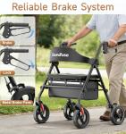 SOUNDFUSE Bariatric Walker for Seniors with Extra Wide Seat, 500lb Heavy Duty Rollator Walker, Handle & Seat Height Adjustable, Foldable Rolling Walkers with 8" All-Terrain Wheels