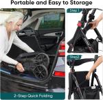 Heavy Duty Rollator Walker 500Lb W/ Seat Foldable 8” Wheels Lightweight