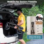 MAXWALK Walkers for Seniors, Rollator Walker with Seat, 8" Rubber Wheels All Terrain Rollator Walker with Backrest, Aluminum Walkers Built-in Cable, Foldable and Adjustable Height for Seniors, Black