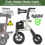 Walkers for Seniors, Rollator Walker with Seat, 12" Big Rubber Wheels All Terrain Rolling Walker with Backrest, Foldable Rollator Walker, Reinforced Aluminum Frame, Built-in Cable, Golden