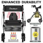 BlessReach Heavy-Duty Aluminum Rolling Walker - Foldable Rollator Walkers with Seat for Seniors, 450 lb Capacity, 8'' Wheels, 18" Big Seat, 6-Position Height(Gray)