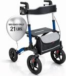Vive All-Terrain Rollator Walker w/ 12” Pneumatic Wheels, Padded Seat & Backrest