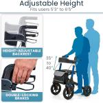 Vive All-Terrain Rollator Walker w/ 12” Pneumatic Wheels, Padded Seat & Backrest