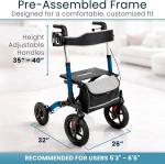 Vive All-Terrain Rollator Walker w/ 12” Pneumatic Wheels, Padded Seat & Backrest
