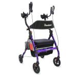 BlessReach Heavy Duty Upright Rollator Walker for Seniors, 450lb Capacity, 6 Height Adjustments, 8" All-Terrain Wheels, Padded Seat & Backrest, Easy Assembly, Foldable Design (Purple)