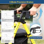 Lightweight Foldable Rollator Walkers for Seniors with Seat - Adult Rolling Walker with Seat and Brakes, 300 lb Capacity, All Terrain 8" Big Roller Wheels, Adjustable Handles and Seat Height, Yellow