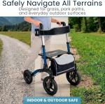 Vive All-Terrain Rollator Walker w/ 12” Pneumatic Wheels, Padded Seat & Backrest