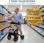 Vive All-Terrain Rollator Walker w/ 12” Pneumatic Wheels, Padded Seat & Backrest