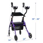 BlessReach Heavy Duty Upright Rollator Walker for Seniors, 450lb Capacity, 6 Height Adjustments, 8" All-Terrain Wheels, Padded Seat & Backrest, Easy Assembly, Foldable Design (Purple)